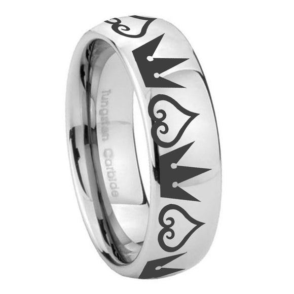 10mm Hearts and Crowns Mirror Dome Tungsten Carbide Men's Bands Ring