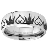 8mm Hearts and Crowns Mirror Dome Tungsten Carbide Wedding Engraving Ring