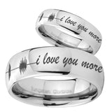 His and Hers Sound Wave, I love you more Mirror Dome Tungsten Men's Ring Set