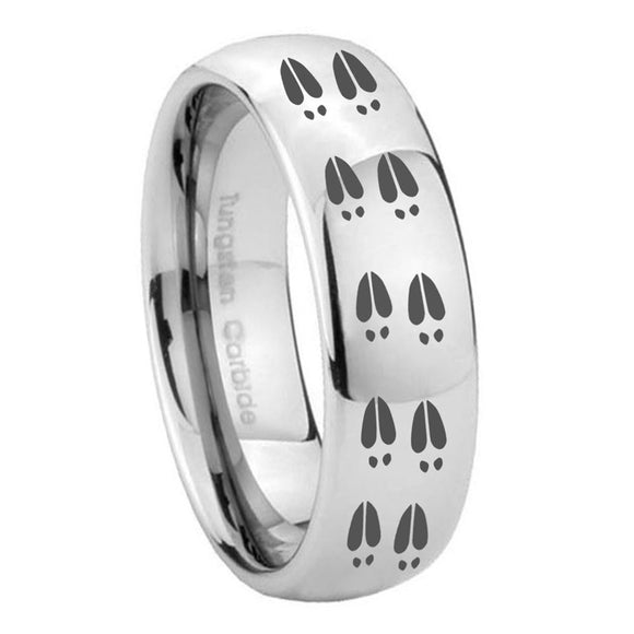 8mm Deer Tracks Mirror Dome Tungsten Carbide Personalized Ring