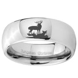 8mm Deer Hunting Mirror Dome Tungsten Carbide Mens Anniversary Ring