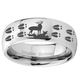 10mm Deer Hunting Tracks Mirror Dome Tungsten Carbide Mens Promise Ring