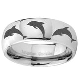 10mm Dolphins Mirror Dome Tungsten Carbide Men's Promise Rings