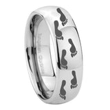 10mm Foot Print Mirror Dome Tungsten Carbide Mens Ring Engraved
