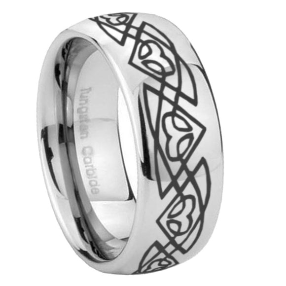 8mm Celtic Braided Mirror Dome Tungsten Carbide Engagement Ring