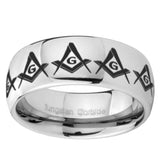 8mm Masonic Square and Compass Mirror Dome Tungsten Carbide Engagement Ring