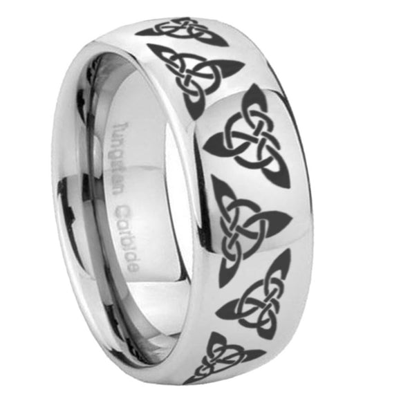 10mm Celtic Knot Mirror Dome Tungsten Carbide Men's Promise Rings