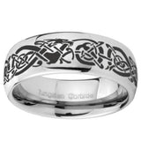 8mm Celtic Knot Dragon Mirror Dome Tungsten Carbide Men's Bands Ring