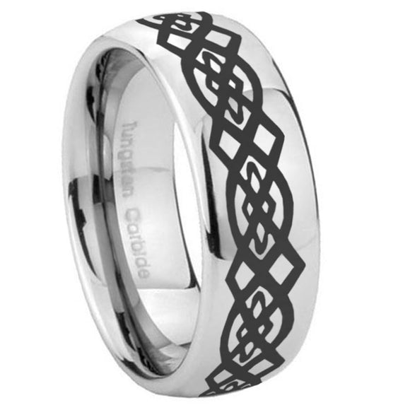8mm Celtic Knot Mirror Dome Tungsten Carbide Men's Engagement Band