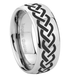 10mm Laser Celtic Knot Mirror Dome Tungsten Carbide Men's Promise Rings