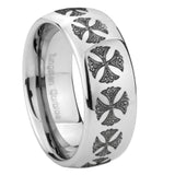 8mm Medieval Cross Mirror Dome Tungsten Carbide Engagement Ring