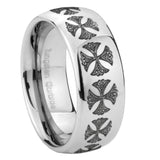 10mm Medieval Cross Mirror Dome Tungsten Carbide Men's Promise Rings