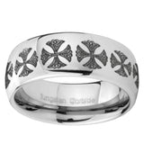 8mm Medieval Cross Mirror Dome Tungsten Carbide Engagement Ring