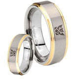 His Hers Decepticon Transformers Step Edges Gold 2 Tone Tungsten Men Ring Set