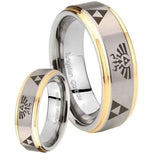 His Hers Legend of Zelda Step Edges Gold 2 Tone Tungsten Mens Ring Set
