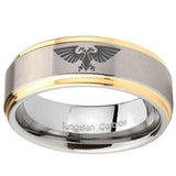 10mm Aquila Step Edges Gold 2 Tone Tungsten Carbide Wedding Band Ring