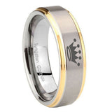 10mm Crown Step Edges Gold 2 Tone Tungsten Carbide Custom Ring for Men