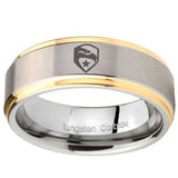 10mm GI Joe Eagle Step Edges Gold 2 Tone Tungsten Carbide Men's Band Ring