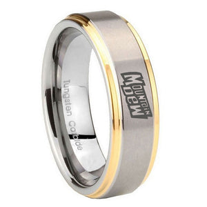 8mm Mountain Dew Step Edges Gold 2 Tone Tungsten Carbide Wedding Band Ring