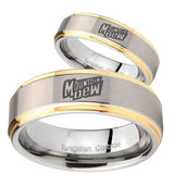 His Hers Mountain Dew Step Edges Gold 2 Tone Tungsten Men's Engagement Ring Set