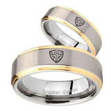 His Hers Zelda Hylian Shield Step Edges Gold 2 Tone Tungsten Men Rings Set