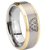 10mm Waylon Jennings Step Edges Gold 2 Tone Tungsten Carbide Personalized Ring