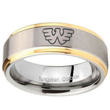 10mm Waylon Jennings Step Edges Gold 2 Tone Tungsten Carbide Personalized Ring