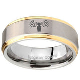 10mm Spider Step Edges Gold 2 Tone Tungsten Carbide Mens Anniversary Ring