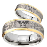 His Hers Celtic Zelda Step Edges Gold 2 Tone Tungsten Men's Bands Ring Set