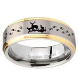 10mm Deer Hunting Step Edges Gold 2 Tone Tungsten Carbide Bands Ring