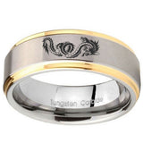 10mm Dragon Step Edges Gold 2 Tone Tungsten Carbide Men's Bands Ring