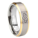 10mm Infinity Love Step Edges Gold 2 Tone Tungsten Carbide Mens Engagement Band