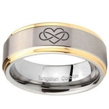 10mm Infinity Love Step Edges Gold 2 Tone Tungsten Carbide Mens Engagement Band