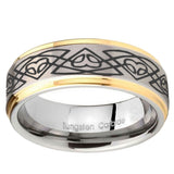 10mm Celtic Braided Step Edges Gold 2 Tone Tungsten Carbide Bands Ring