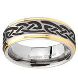 10mm Celtic Knot Infinity Love Step Edges Gold 2 Tone Tungsten Carbide Bands Ring