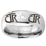 8mm CTR Dome Brushed Tungsten Carbide CZ Mens Ring Personsized