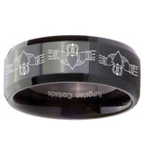 10mm Irish Claddagh Beveled Edges Black Tungsten Carbide Promise Ring