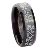 10mm Celtic Knot Beveled Edges Black Tungsten Carbide Mens Wedding Band