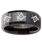 10mm Master Mason Masonic  Beveled Edges Black Tungsten Custom Ring for Men