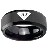 10mm Masonic 32 Triangle Design Freemason Beveled Edges Black Tungsten Carbide Wedding Engraving Ring