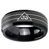 10mm Masonic 32 Duo Line Freemason Beveled Edges Black Tungsten Carbide Wedding Engraving Ring