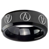 10mm Atheist Design Beveled Edges Black Tungsten Mens Bands Ring