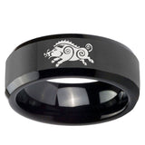 10mm Wild Boar Beveled Edges Black Tungsten Carbide Men's Wedding Band