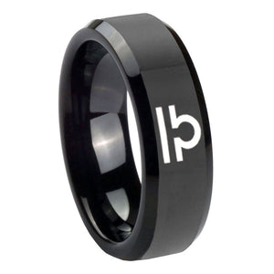 10mm Libra Horoscope Beveled Edges Black Tungsten Carbide Mens Wedding Band