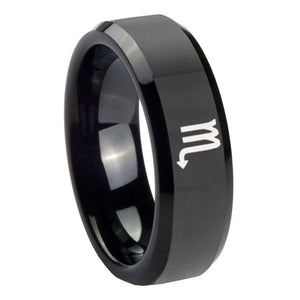 10mm Scorpio Horoscope Beveled Edges Black Tungsten Carbide Men's Wedding Ring