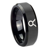10mm Taurus Horoscope Beveled Edges Black Tungsten Carbide Personalized Ring