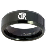 10mm CTR Beveled Edges Black Tungsten Carbide Mens Wedding Band