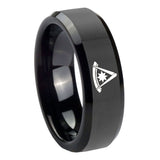 10mm Pester Master Masonic Beveled Edges Black Tungsten Men's Promise Rings