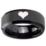 10mm Heart Beveled Edges Black Tungsten Carbide Men's Wedding Ring