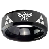 10mm Legend of Zelda Beveled Edges Black Tungsten Carbide Mens Bands Ring